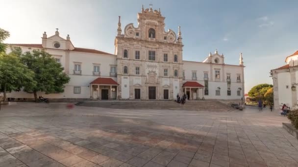 Панорама Показывающая Площадь Бандейра Видом Сантаремский Кафедральный Собор Известный Носса — стоковое видео