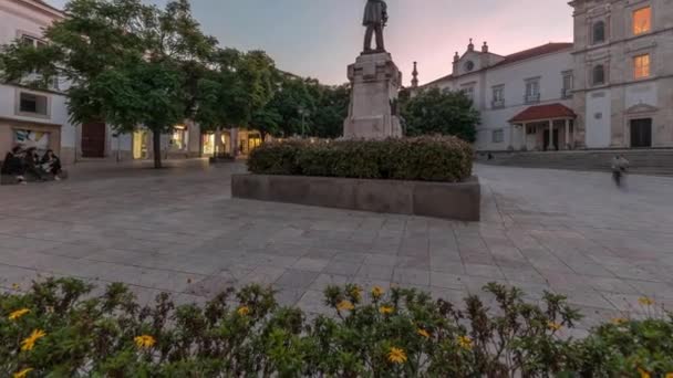 Panorama Montrant Place Bandeira Avec Vue Sur Santarem Voir Cathédrale — Video