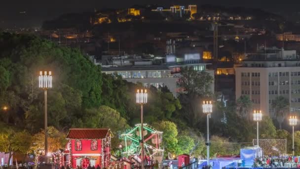 Portekiz Lizbon Şehrinde Düzenlenen Geleneksel Eduardo Parkta Düzenlenen Noel Etkinliği — Stok video
