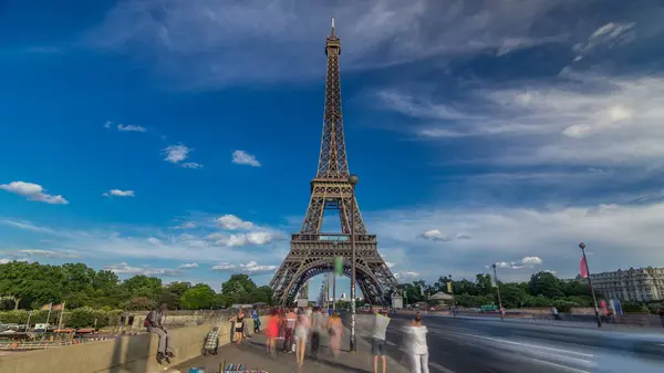 Torre Eiffel Vista Ponte Jena Hyperlapse Timelapse Paris França Céu — Fotografia de Stock