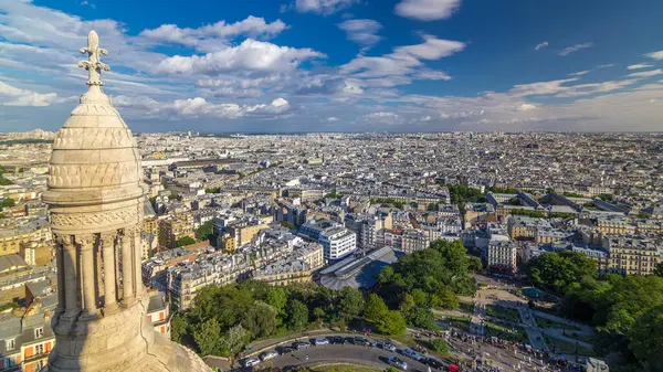 Panorama Paris Timelapse France Aerial Top View Montmartre Viewpoint Sunny — Stock Photo, Image