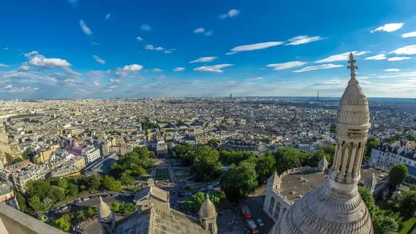 Paris Panorama Fransa Nın Timelapse Şehrinden Montmartre Bakış Açısından Hava — Stok fotoğraf