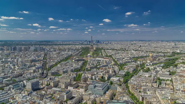 Luftpanoramablick Vom Montparnasse Turm Mit Eiffelturm Und Dem Viertel Defense — Stockfoto