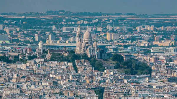 Paris Yukarıdaki Ufuk Çizgisi Zaman Çizelgesinden Görünüyor Montmartre Ile Avrupa — Stok fotoğraf