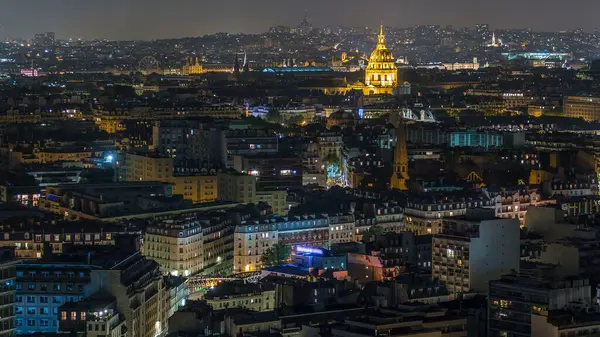 Panorama Aéreo Sobre Los Tejados Las Casas Timelapse Noche París —  Fotos de Stock