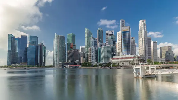 Business Financial Downtown City Skyscrapers Tower Building Marina Bay Timelapse — Stock Photo, Image