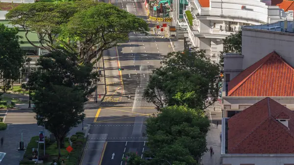 Traffic Cars Street Urban Scene Central District Singapore Aerial Timelapse — Stock Photo, Image