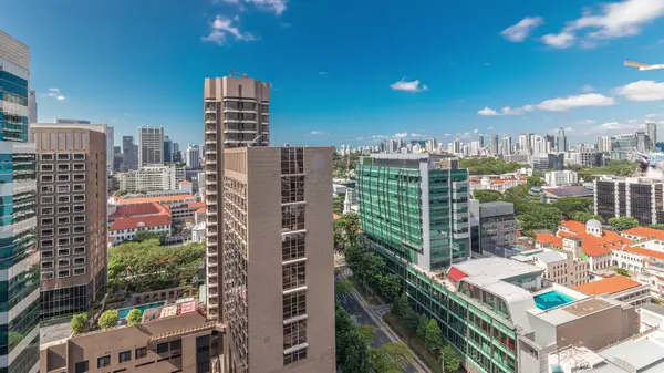 Beautiful Green Victoria Street City Buildings Skyline Aerial Timelapse Singapore — Stock Photo, Image