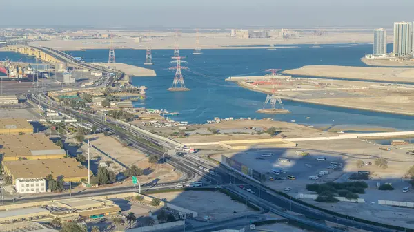 Neue Scheich Khalifa Brücke Abu Dhabi Zeitraffer Aus Der Luft — Stockfoto