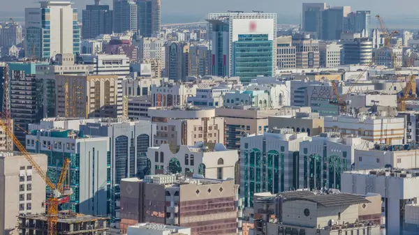 Langit Udara Dari Pusat Kota Abu Dhabi Dari Atas Tilapse — Stok Foto