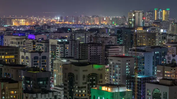 Skyline Des Stadtzentrums Von Abu Dhabi Von Oben Zeitraffer Der — Stockfoto