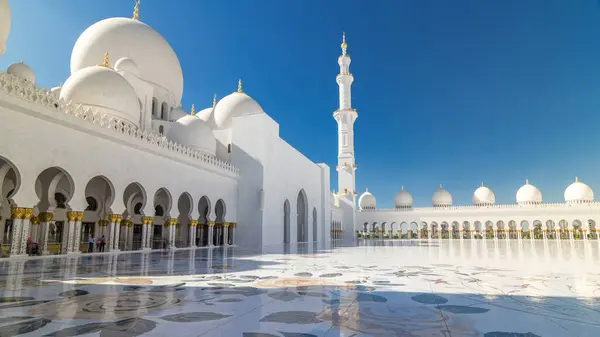 Sheikh Zayed Grand Mosque Timelapse Hyperlapse Abu Dhabi Capital City — Stock Photo, Image