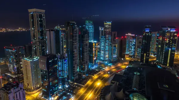 Skyline Della Zona West Bay Dall Alto Doha Timelapse Qatar — Foto Stock