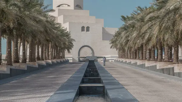 Museo Arte Islámico Qatar Timelapse Isla Artificial Junto Doha Corniche — Foto de Stock