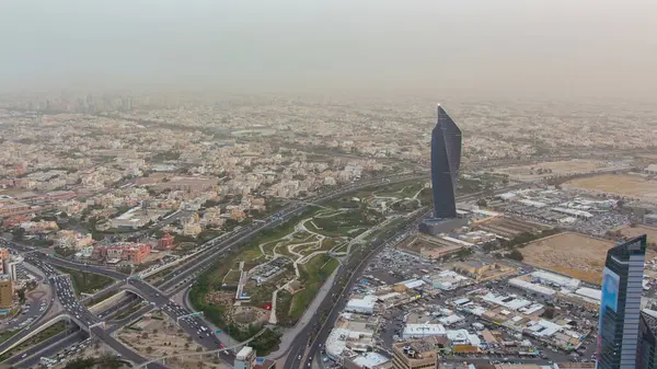 Kuwait City Cityscape Top Day Night Transition Timelapse Traffic Streets — Stock Photo, Image