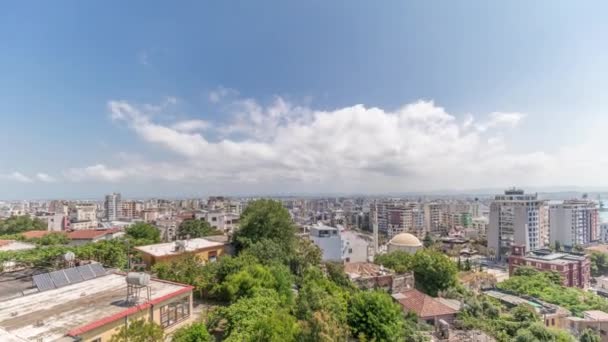 Panorama Met Uitzicht Vanuit Lucht Oude Binnenstad Haven Van Durres — Stockvideo