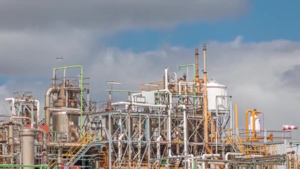 Distillation Columns Process Equipment Hydrogen Plant Timelapse Panorama Clouds Background — Stock Video
