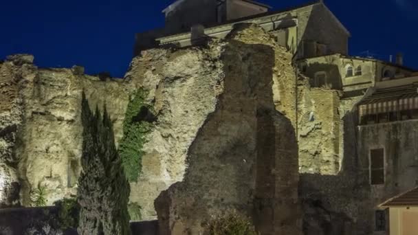 Night Timelapse Hyperlapse Της Ιστορικής Terme Caracalla Στο Albano Laziale — Αρχείο Βίντεο