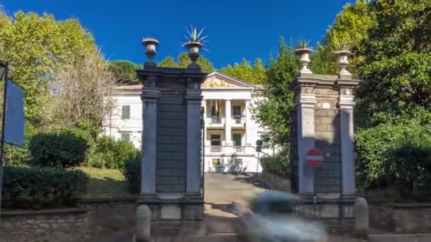 Timelapse Hyperlapse Museo Villa Ferrajoli Vista Frontal Com Portões Pitoresca — Vídeo de Stock