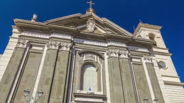 Timelapse Hyperlapse Duomo San Pancrael Martire Albano Laziale Italy Фронтальный — стоковое видео