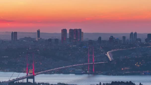 Istanbul City Skyline Cityscape Time Lapse Day Night Aerial View — Vídeo de Stock