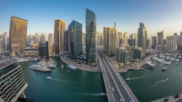 Panoramatický Letecký Pohled Shora Den Noc Přechod Timelapse Všech Dubai — Stock fotografie