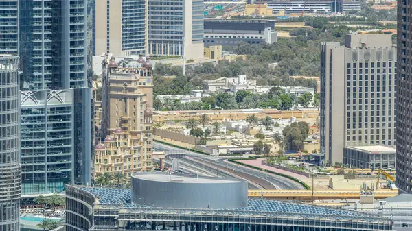 Dubai Downtown Sunny Day Timelapse Luxury Modern Buildings Traffic Road — Foto de Stock