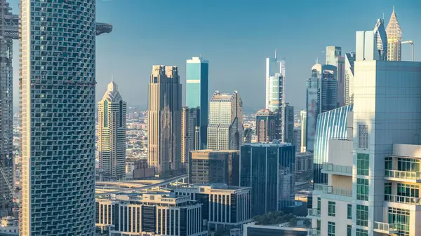 Dubai Centro Quartiere Finanziario Sera Edifici Moderni Lusso Sheikh Zayed — Foto Stock