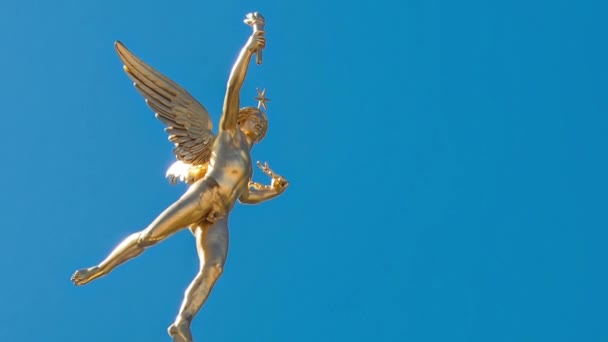 Колона Статуя Площі Бастилії Парижі Блакитне Небо Літній День Вигляд — стокове відео