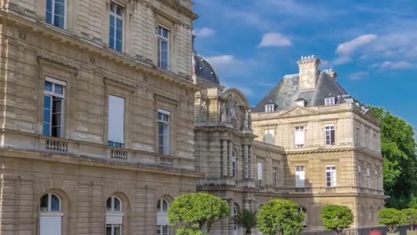 Luxembourg Palace Parque Timelapse Hyperlapse Paris Jardin Luxembourg Dos Jardins — Vídeo de Stock
