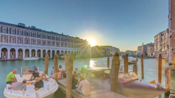 Panoramic View Deserted Rialto Market Sunset Timelapse San Polo Venice — Vídeo de Stock