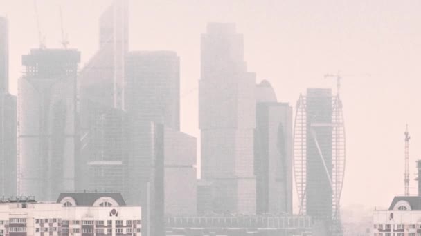 Хмарочоси Московії Міжнародний Бізнес Центр Місто Туманний Зимовий День Перед — стокове відео