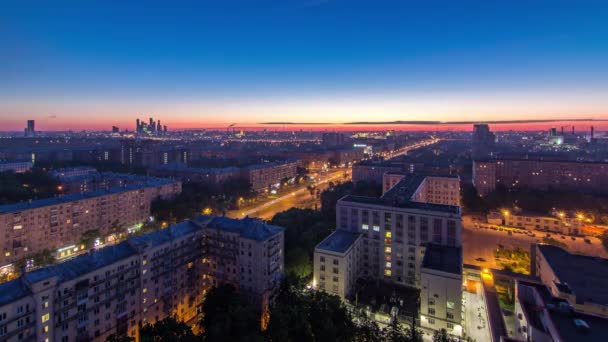 Obytné Budovy Leninskiy Avenue Stalin Mrakodrapy Panorama Města Před Východem — Stock video