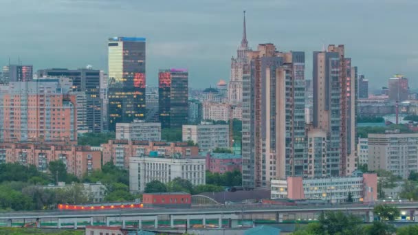 Lotniczej Panoramy Miasta World Trade Center Wieże Hotel Ukraina Dzień — Wideo stockowe