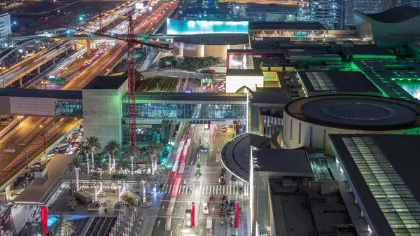 Вид Воздуха Вход Торговый Центр Финансовым Центром Дороги Ночью Движения — стоковое фото