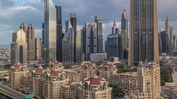 Aerial View Downtown Financial District Dubai Timelapse United Arab Emirates — Stock Photo, Image