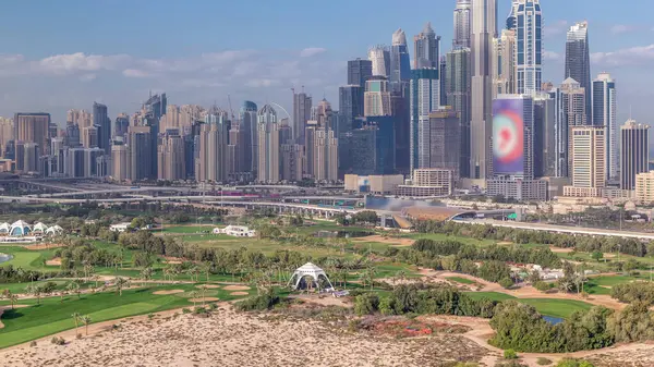 Dubai Marina Gökdelenler Golf Sahası Sabah Timelapse Dubai Birleşik Arap — Stok fotoğraf