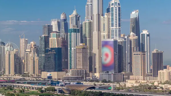 Dubai Marina Tallest Skyscrapers Golf Course Morning Timelapse Dubai United — Stock Photo, Image
