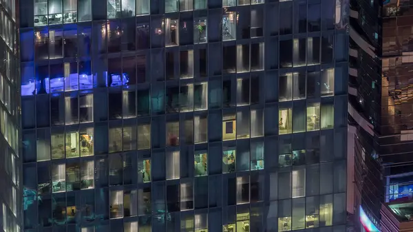 Night View Office Apartment Building Timelapse High Rise Skyscraper Blinking — Stock Photo, Image