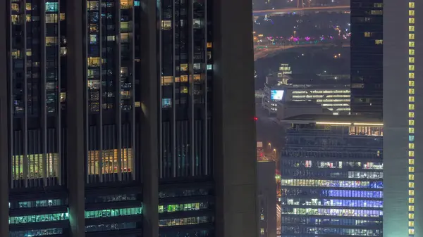 Dubai International Financial Centre Distrito Con Rascacielos Modernos Iluminados Noche — Foto de Stock