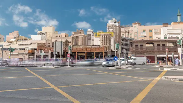 Traffic Intersection Entrance Gold Souk Timelapse Deira Dubai United Arab — Stock Photo, Image