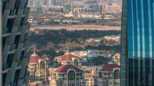 Aerial View Neighborhood Deira Dubai Creek Typical Old Modern Buildings — Stock Photo, Image