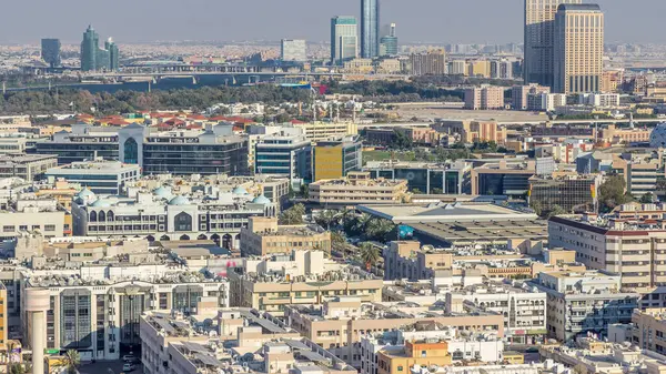 Flygfoto Över Stadsdelen Deira Och Dubai Creek Med Typiska Gamla — Stockfoto
