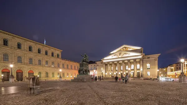 Munich National Theatre Nationaltheater Max Joseph Square Day Night Transition — Stock Photo, Image