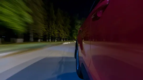 Drivelapse Von Side Car Bewegt Sich Auf Einer Nacht Autobahn — Stockfoto