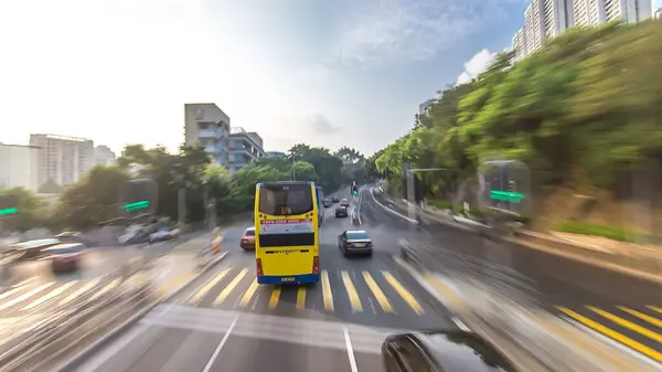 Hong Kong Streets Traffic View Timelapse Open Top Touristic Bus — Stock Photo, Image