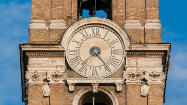 Clock tower on Neo classic museums buildings timelapse. Capitoline hill landmark square designed by Michelangelo. clipart