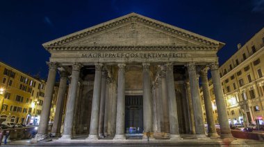 Gece timelapse hyperlapse Roma İmparatorluğu medeniyeti dating Pantheon, Roma, İtalya, antik mimari