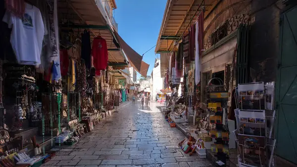 Colorato Souk Vicino Santo Sepolcro Nella Città Vecchia Gerusalemme Israele — Foto Stock