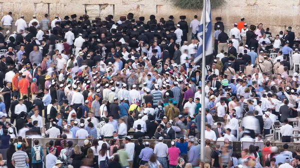 Religious Jews Sunset Prayer Service Western Wall Jerusalem Israel Timelapse — Stock Photo, Image